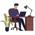 Work desk and ergonomic seating Work desk and ergonomic seating